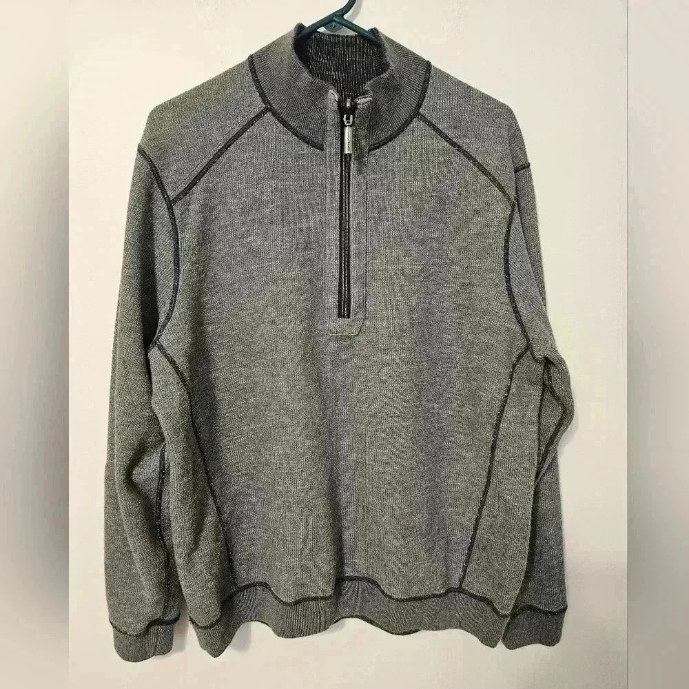 Tommy Bahamas Reverable Pullover With 1/4 Zip EUC